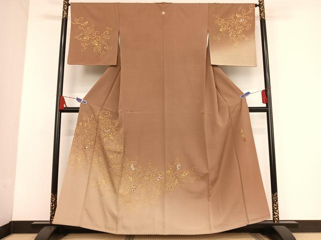 平和屋着物▽小紋 単衣 舞蝶枝葉文 洗える着物 DAAS0500az 平和屋