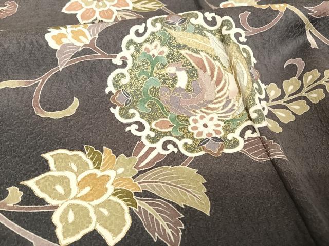 平和屋着物○訪問着 友禅 駒刺繍 鳳凰更紗花文 暈し染め