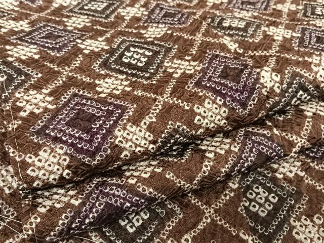 平和屋着物●上質な小紋　総絞り　菱繋ぎ　正絹　逸品　未使用　AAAU0211np