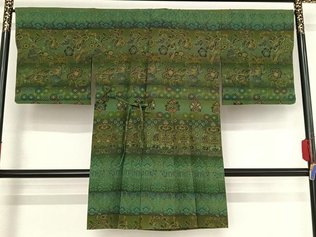 平和屋着物●道中着　更紗花文　ロング丈　正絹　逸品　AAAU0214np