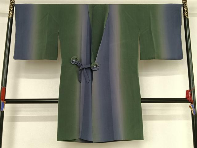 平和屋着物■極上　染色作家　斉藤三才　道行コート　ロング丈　間道　暈し染め　逸品　DZAB0844kh5 平和屋着物□極上 染色作家 斉藤三才 道行コート ロング丈 間道 暈