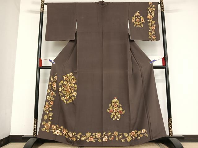 平和屋着物●訪問着　友禅　更紗花文　正絹　逸品　AAAU0226np