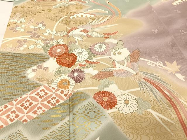 平和屋着物○創業460年・千總 色留袖 駒刺繍 草花丸文 金彩