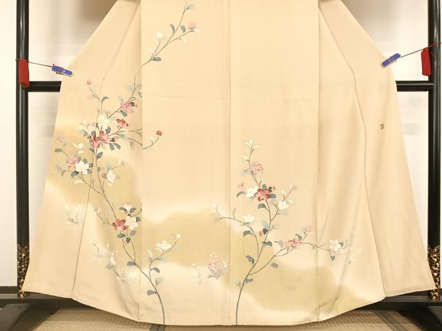 平和屋着物●訪問着　友禅　作家物　草花文　正絹　逸品　未使用　AAAW9174zg 平和屋着物○訪問着 友禅 作家物 草花文 正絹 逸品 未使用 AAAW9174zg