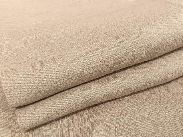 平和屋着物●極上　紬　市松綾織　灰梅色　正絹　逸品　AAAU0267np