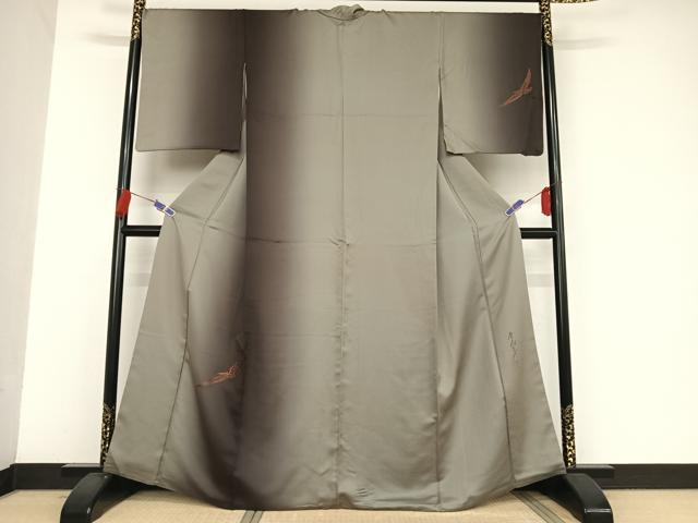 平和屋着物●染色作家　斉藤三才　訪問着　刺繍　三才鳥　暈し染め　金糸　正絹　逸品　AAAU0292np