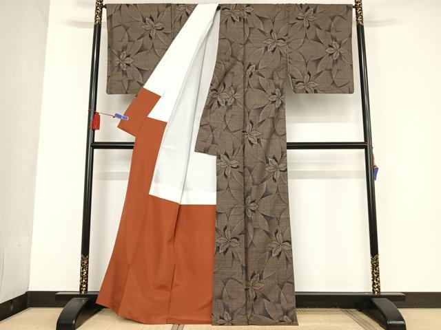 平和屋着物■本場大島紬　9マルキ　道長花文　正絹　逸品　BAAR0088jr