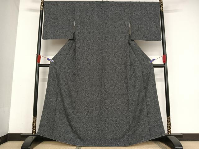 小紋 正絹 まるやま誂製 作家物 落款有 斜縞 モノトーン 身幅ゆったりめ 美品 a726-3_1.jpg