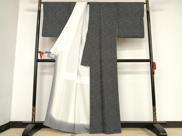 平和屋着物○江戸小紋 舞蝶文 黒地 やまと誂製 正絹 逸品 AAAU0349np