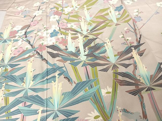 平和屋着物○訪問着 紬地 風景花文 正絹 逸品 DAAT1301tw