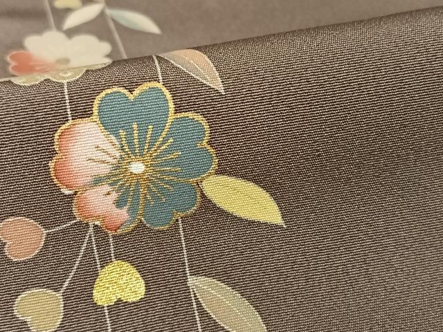 平和屋着物○訪問着 枝花文 金彩 反端付き 正絹 逸品 AAAU0373np