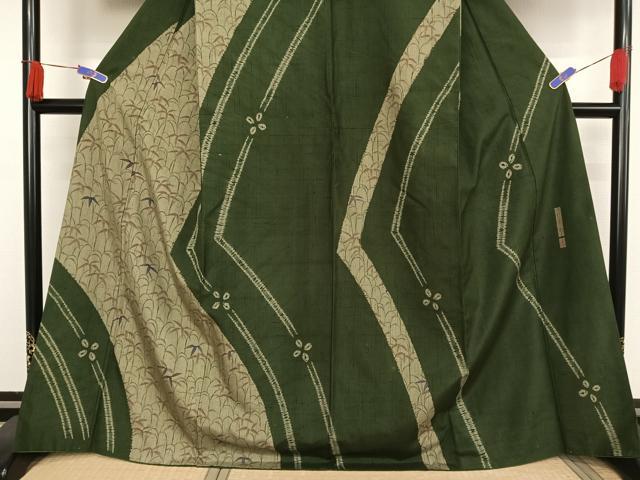 平和屋着物○二代目 川村久太郎 訪問着 紬地 笹文 正絹 逸品