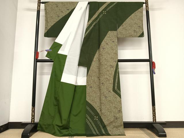 平和屋着物○二代目 川村久太郎 小紋 紬地 幾何学文様 正絹 逸品