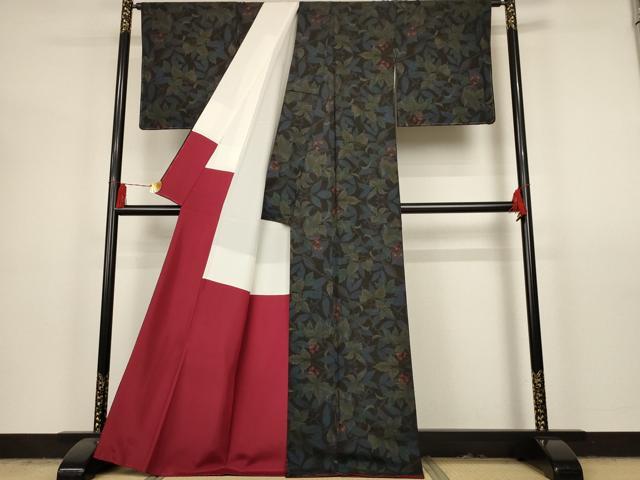 平和屋着物○本場大島紬 吉三郎 吉織物謹製 泥染め 7マルキ 南天文