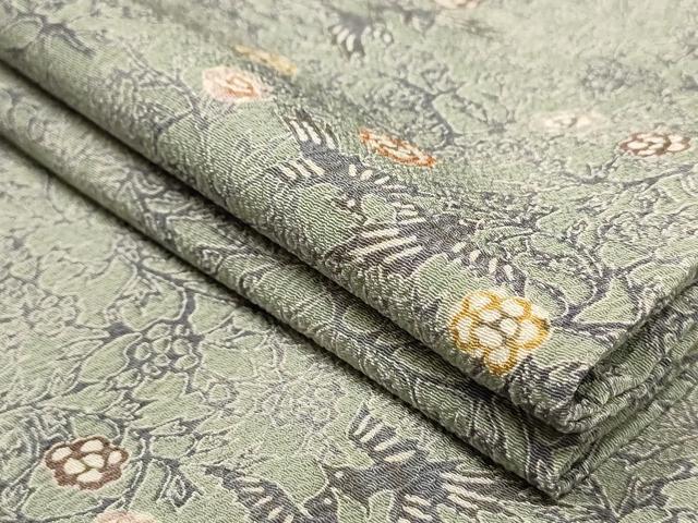 平和屋着物▽小紋　単衣　花鳥文　洗える着物　AAAU1126iu