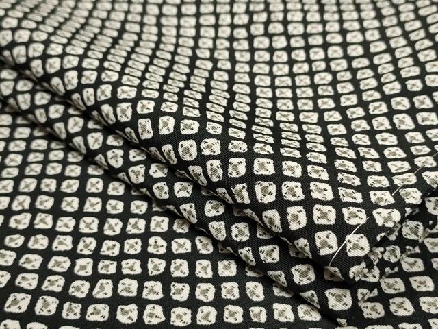 平和屋着物▽小紋　単衣　鹿の子文様　黒地　洗える着物　未使用　AAAU1128iu