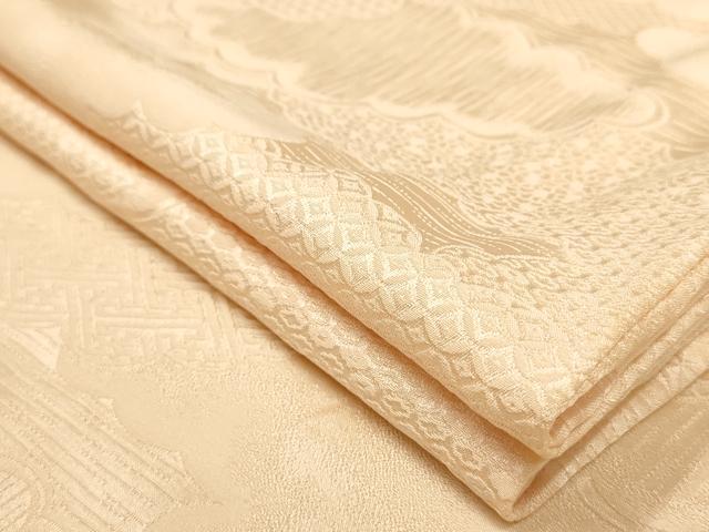 平和屋着物▽上質な色無地　単衣　雲取り吉祥地紋　人色　正絹　逸品　AAAU1137iu