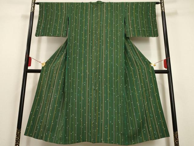 平和屋着物▽上質な小紋　単衣　舞桜縞文　正絹　逸品　AAAU1146iu