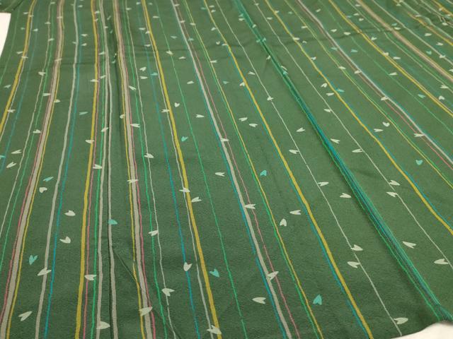 平和屋着物▽上質な小紋　単衣　舞桜縞文　正絹　逸品　AAAU1146iu