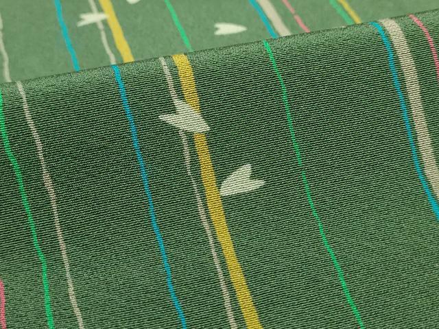 平和屋着物▽上質な小紋　単衣　舞桜縞文　正絹　逸品　AAAU1146iu