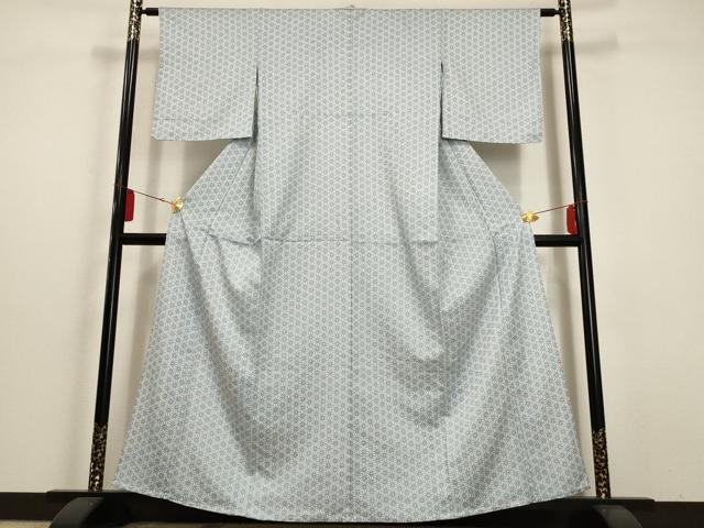 平和屋着物▽小紋 単衣 麻の葉文様 洗える着物 AAAU1147iu 小紋