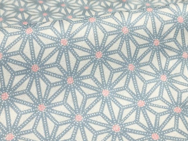 平和屋着物▽小紋 単衣 麻の葉文様 洗える着物 AAAU1147iu 小紋