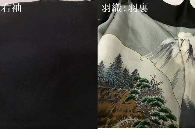 平和屋着物○男性 黒紋付 羽織セット 正絹 逸品 AAAU4278np 