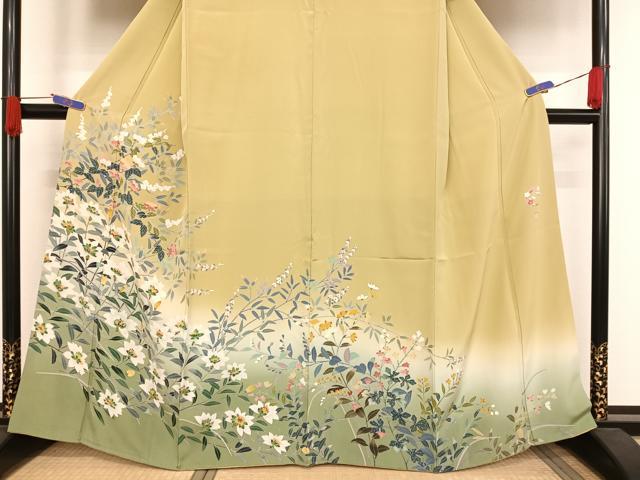 極上　訪問着　友禅　風景草花文　暈し染め　正絹　逸品 極上 訪問着 友禅 風景草花文 暈し染め 正絹 逸品 2025年最新