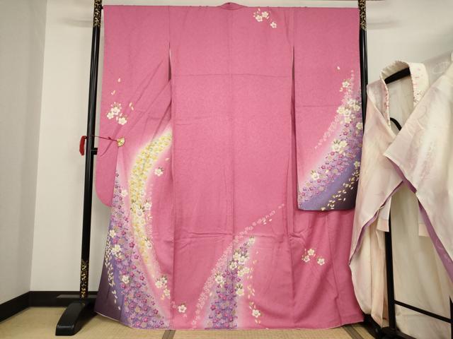 平和屋着物●豪華振袖・長襦袢(無双)セット　舞花文　正絹　逸品　AAAU4776ck