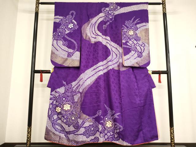平和屋着物∵女の子 十三参り 子供 駒刺繍 絞り 草花文 金糸 正絹 逸品