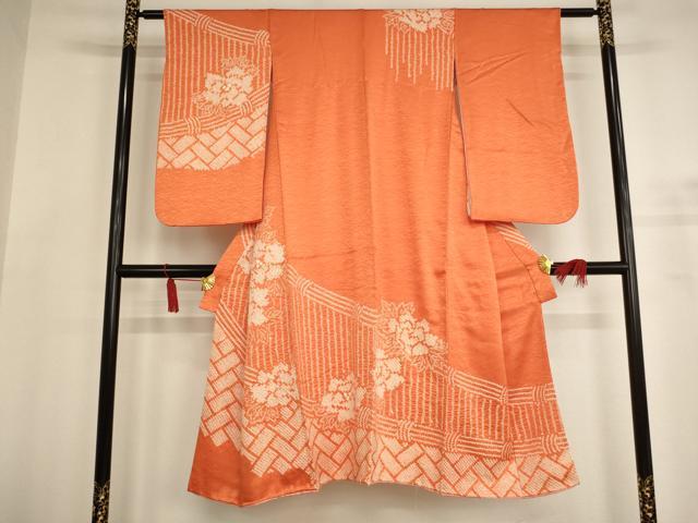 平和屋着物[]子供　女の子　9・10歳　訪問着　祝着　絞り　籬花文　正絹　逸品　AABF2340ja