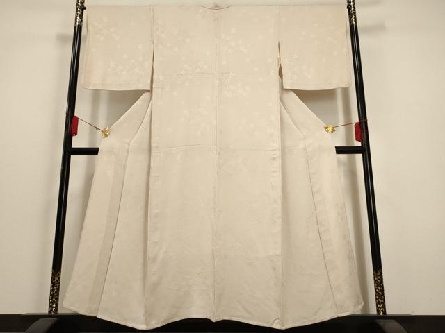 平和屋着物▽上質な色無地 単衣 雲取り地紋 薄桜色 正絹