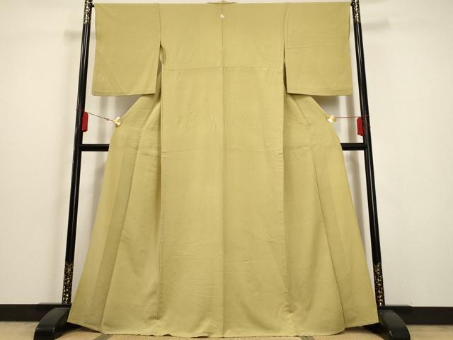 平和屋着物▽上質な色無地　単衣　青朽葉色　正絹　逸品　AAAU6439iu 平和屋着物▽上質な色無地 単衣 青朽葉色 正絹 逸品 AAAU6439iuの通販