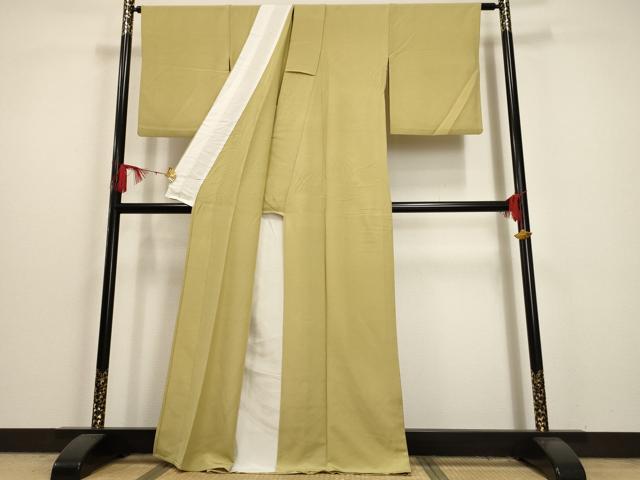 平和屋着物▽上質な色無地　単衣　青朽葉色　正絹　逸品　AAAU6439iu 平和屋着物▽上質な色無地 単衣 青朽葉色 正絹 逸品 AAAU6439iuの通販