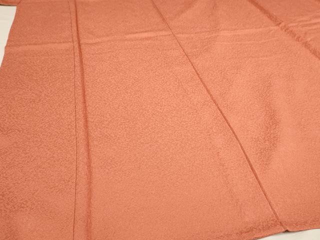 平和屋着物▽上質な色無地 単衣 煉瓦色 本草木染 反端