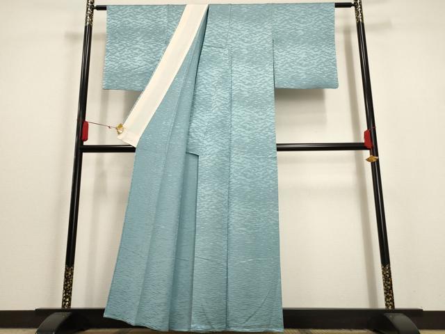 平和屋着物○上質な色無地 霞吉祥地紋 湊鼠色 正絹 逸品