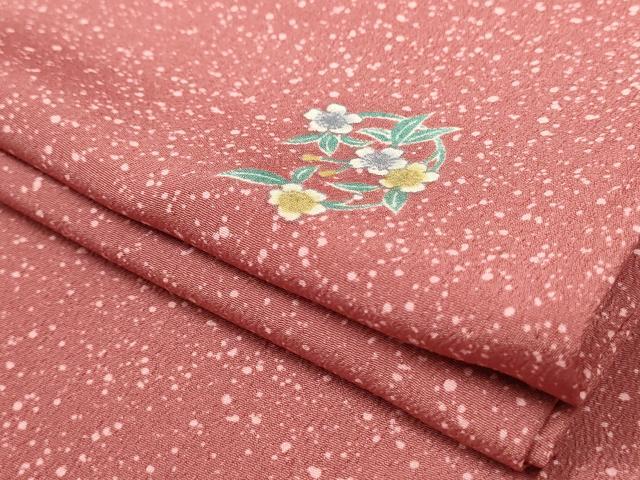 平和屋着物▽小紋　単衣　草花文　洗える着物　AAAU6487iu