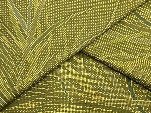 平和屋着物▽本場大島紬　単衣　7マルキ　草葉文　正絹　逸品　AAAU7982fy