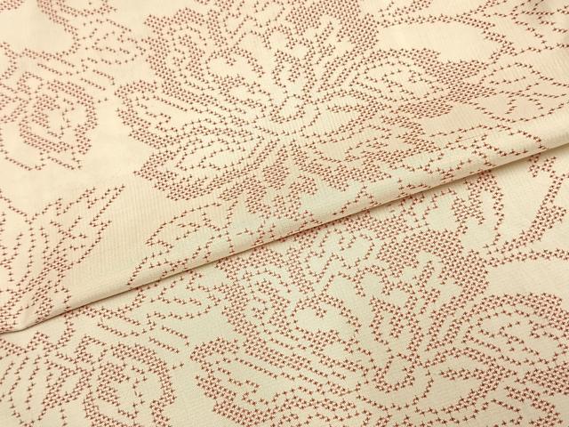 平和屋着物▽本場大島紬 単衣 白大島 7マルキ 草花文 正絹 逸品