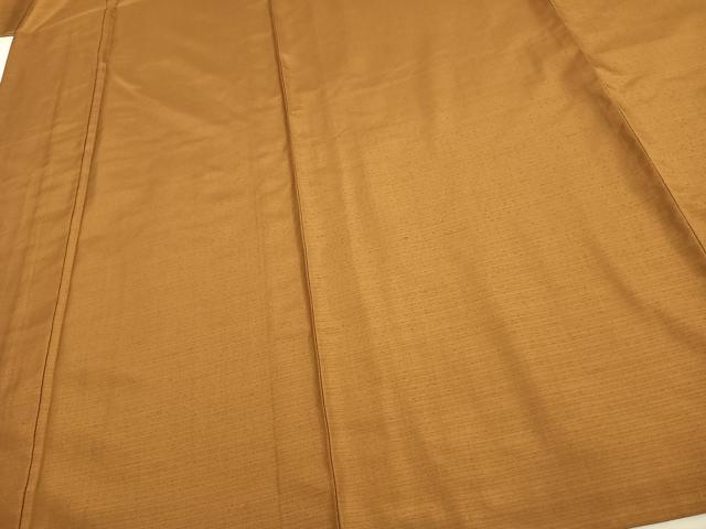 平和屋着物▽上質な紬 単衣 色無地 黄唐茶色 正絹 逸品 未使用