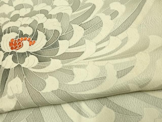 平和屋着物▽訪問着　単衣　刺繍　草花文　正絹　逸品　AAAU7993fy 平和屋着物▽訪問着 単衣 刺繍 草花文 正絹 逸品 AAAU7993fy