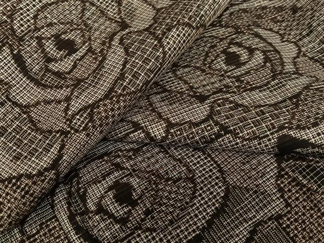 平和屋着物●本場大島紬　泥染め　割込み絣　格子花文　正絹　逸品　AAAU8014zg