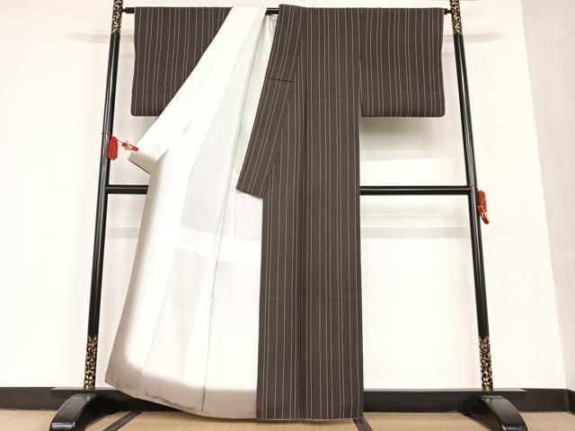 平和屋着物○上質な小紋 縞 正絹 逸品 AAAU8047zg