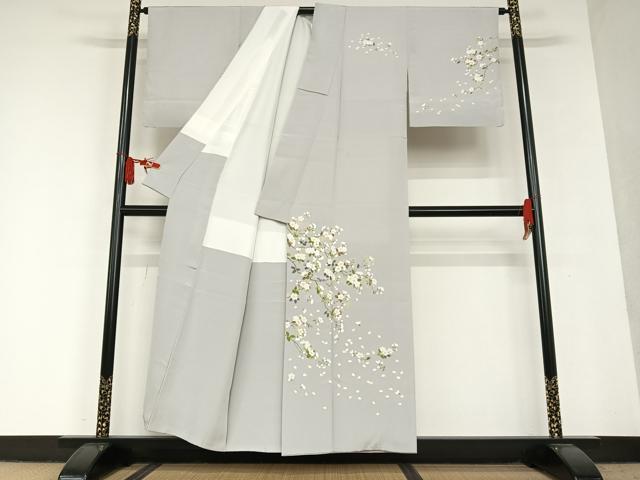 平和屋着物○友禅作家 河野栖山 訪問着 女人文 文字文 暈し