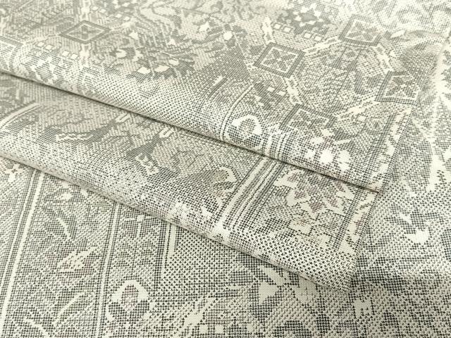 平和屋着物●本場大島紬　白大島　9マルキ　更紗花文　正絹　逸品　AAAU8062zg