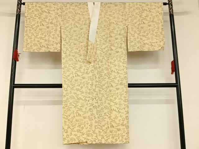 平和屋着物●長襦袢　無双仕立て　鳥獣戯画　半衿刺繍　正絹　逸品　AAAU8066zg