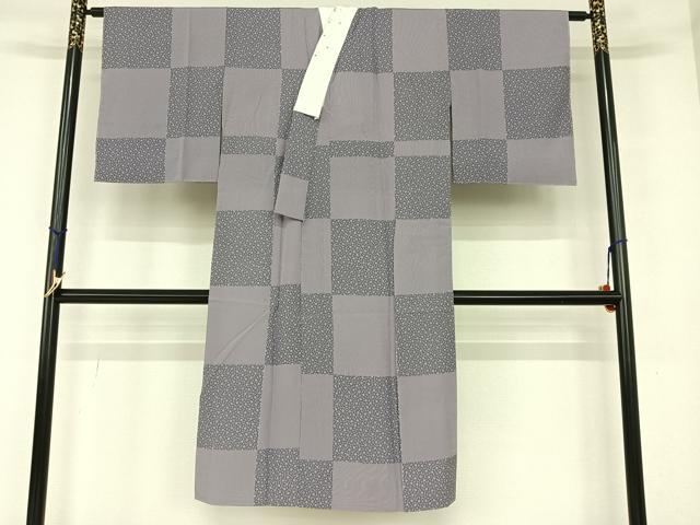 平和屋着物●長襦袢　袷　市松舞桜　半衿刺繍　正絹　逸品　AAAU8086zg