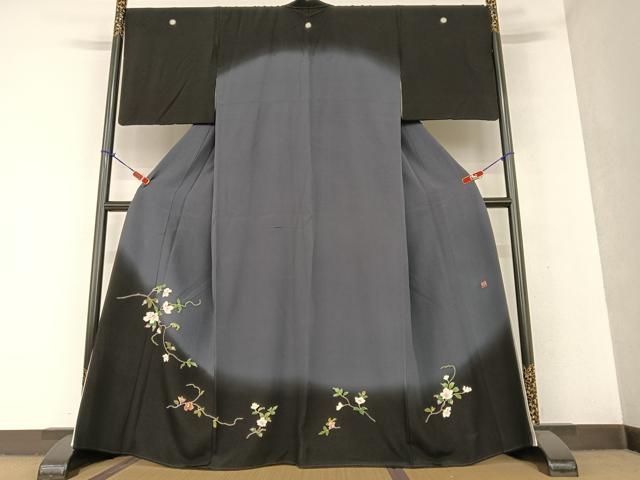 平和屋着物●訪問着　友禅　作家物　枝花文　暈し染め　正絹　逸品　AAAU8096zg