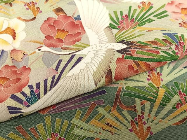 平和屋着物●本加賀友禅作家　百貫廣樹　色留袖　飛鶴梅松文　暈し染め　正絹　逸品　AAAU8113zg 平和屋着物○本加賀友禅作家 百貫廣樹 色留袖 飛鶴梅松