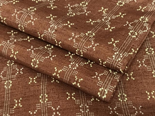 平和屋着物●越後花織紬　縞　正絹　逸品　未使用　AAAU8114zg